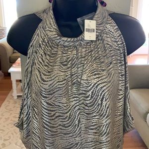 Anthropologie Metallic Top Zebra Print